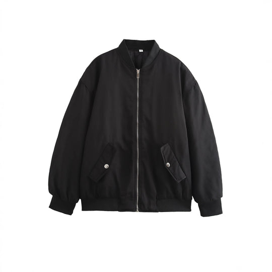 Damen lässige Bomberjacke mit elastischem Bund und praktischen Taschen R&B