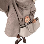 Damen modische Wolljacke mit oversized Schnitt und elegantem Revers R&B