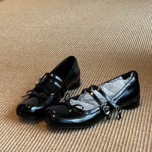 Damen elegante Ballerinas mit doppelt geschnalltem Riemchen und hübschem Schleifendetail R&B