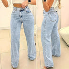 Damen Hochtaillierte Jeans mit lässigem Schnitt und modernen Waschungen R&B