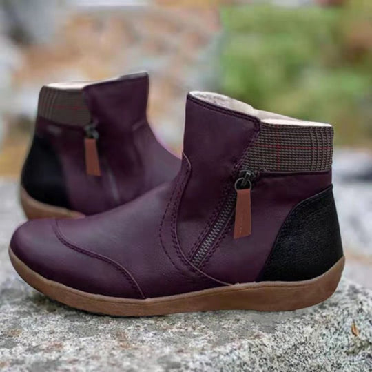 Damen modische Stiefeletten mit seitlichem Reißverschluss und komfortabler Sohle R&B