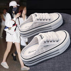 Damen Plattform Sneaker mit luftiger Canvas-Oberfläche und rutschfester Sohle