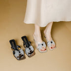 Damen elegante Sling-Sandalen mit funkelndem Schmuckdesign