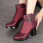 Damen Elegante Stiefeletten mit modischem Mesh-Einsatz und dekorativem Rosendesign