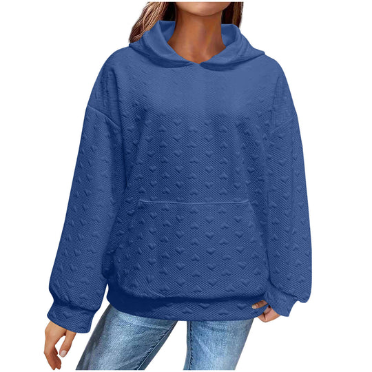 Damen Kapuzenpullover mit strukturiertem Herzmuster R&B
