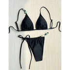 Damen Triangel-Bikini mit handgearbeiteten Schmuckdetails