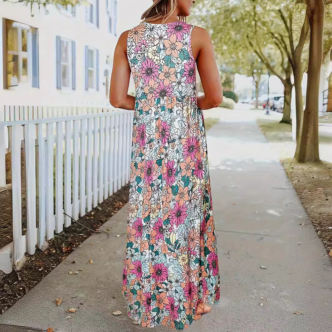 Damen Maxikleid mit floralem Muster und praktischen Taschen R&B