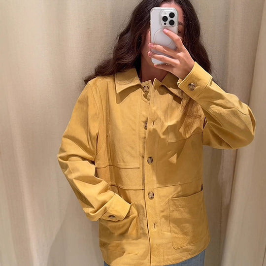 Damen modische Wildlederjacke mit praktischen Taschen R&B