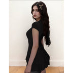 Damen Freizeitkleid mit fließendem Rock und raffinierten Rüschen R&B