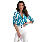 Damen Bluse mit floralen Akzenten und lässigem Schnitt R&B