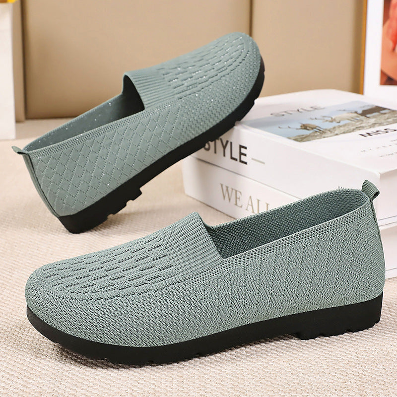 Damen Atmungsaktive Slip-On Freizeitschuhe mit flexiblem Strickdesign R&B