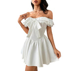 Damen Off-Shoulder Kleid mit verspieltem Schleifendetail R&B