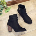 Damen Elegante Ankle Boots mit modischer Knopfdekoration und komfortablem Blockabsatz R&B