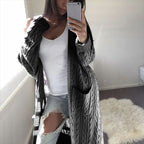 Damen Strickjacke mit Kabelmuster und großen Taschen R&B