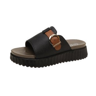 Damen komfortable Slides mit modischem Schnallen-Design R&B