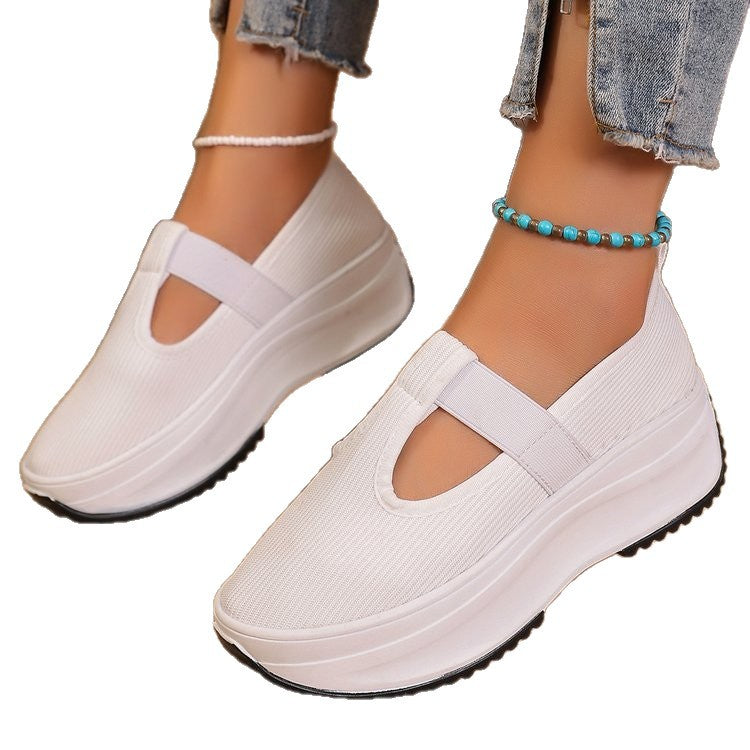 Damen Plateau-Sneaker im sportlich-eleganten Design mit elastischem Riemchen R&B
