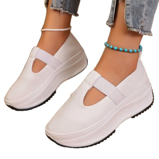 Damen Plateau-Sneaker im sportlich-eleganten Design mit elastischem Riemchen R&B