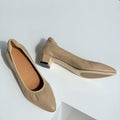 Damen Bequeme spitz zulaufende Ballerinas mit flexiblem Blockabsatz
