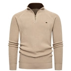 Herren hochwertiger Strickpullover mit Stehkragen und modernem Reißverschluss R&B