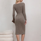 Damen Midikleid mit Cut-Out-Detail und schickem Taillengürtel R&B