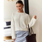 Damen Grober Strickpullover mit eleganter Struktur und weitem Schnitt R&B