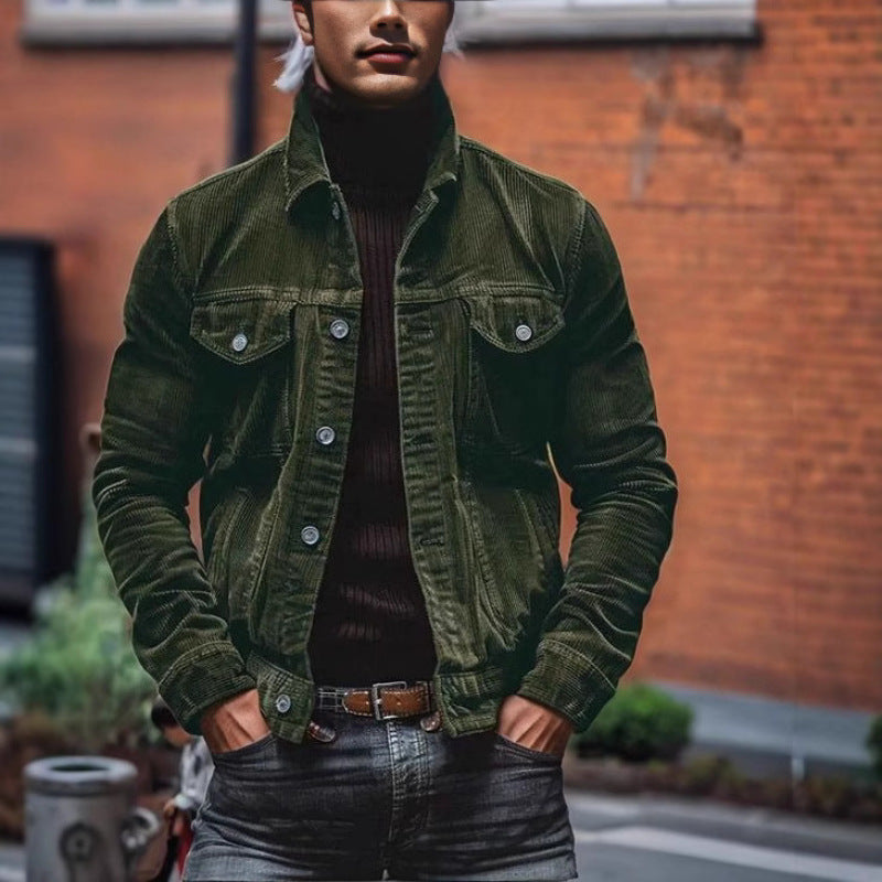 Herren modische Kordjacke mit praktischen Taschen und klassischem Schnitt R&B