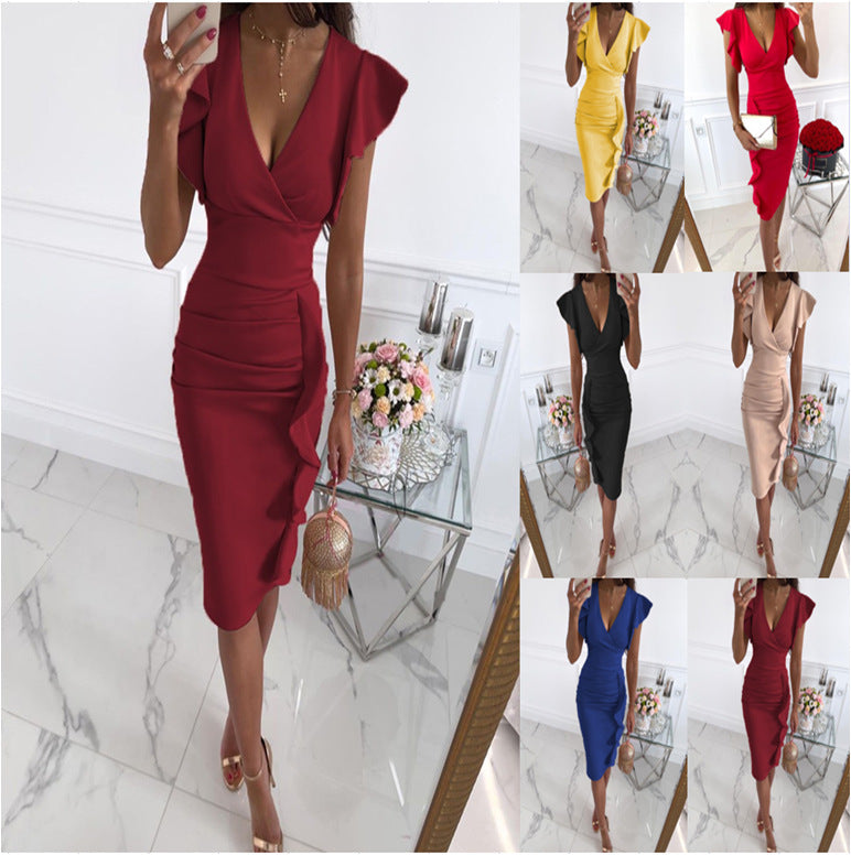 Damen Wickelkleid mit Rüschendetails R&B