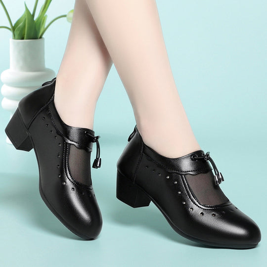 Damen Elegante Mary Jane Schuhe mit durchsichtiger Mesh-Spitze und komfortablem Blockabsatz R&B