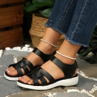 Damen Sommerliche Riemensandalen mit elegantem Flecht-Design R&B