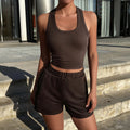 Damen Sportliches Crop-Top mit Shorts Set R&B