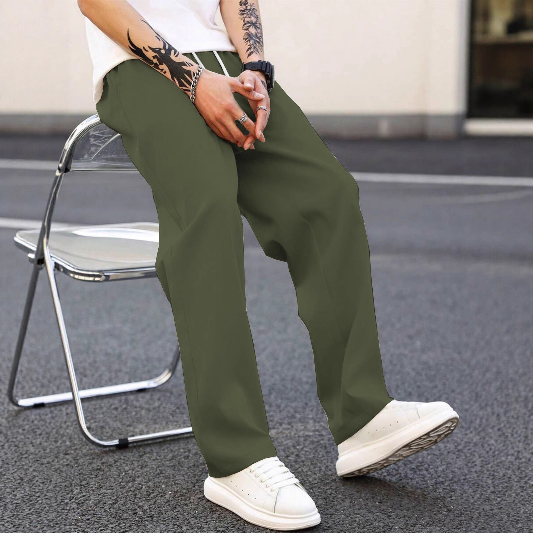 Herren modische Freizeithose mit weiter Passform und elastischem Bund R&B
