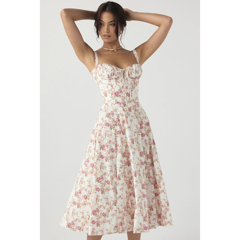 Damen Maxikleid mit floralem Design und elegantem Schlitz R&B