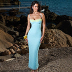 Damen Maxikleid mit raffiniertem Bustier-Oberteil und figurbetontem Schnitt R&B