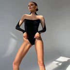 Damenbody mit transparenten Ärmeln und schickem Bustier-Design R&B