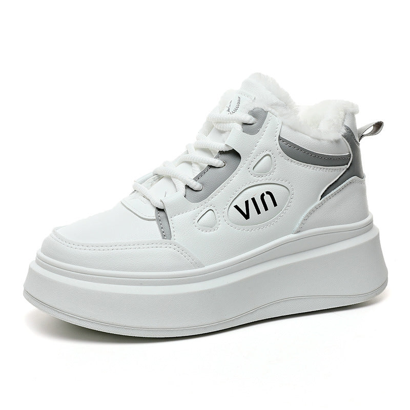 Damen modische High-Top Sneakers mit kuscheligem Innenfutter und robustem Sohlenprofil R&B