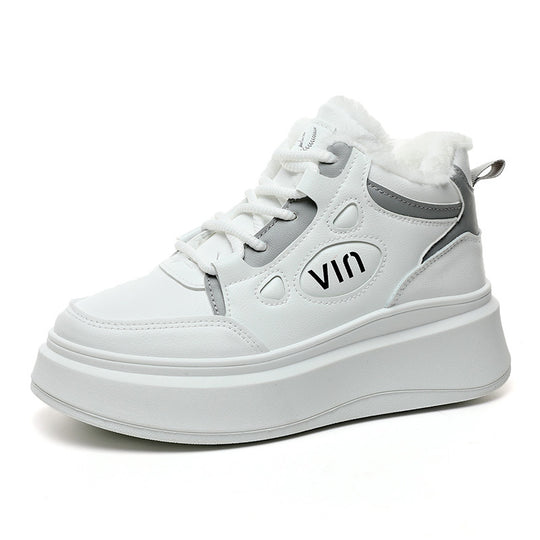 Damen modische High-Top Sneakers mit kuscheligem Innenfutter und robustem Sohlenprofil R&B