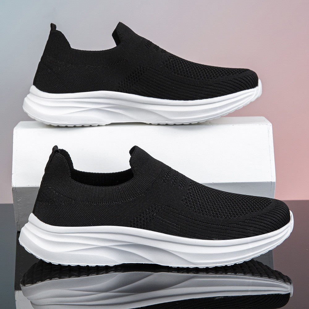Damen nan gestrickter Sockensneaker mit stoßdämpfender Keilsohle und nahtlosem Slip-On R&B