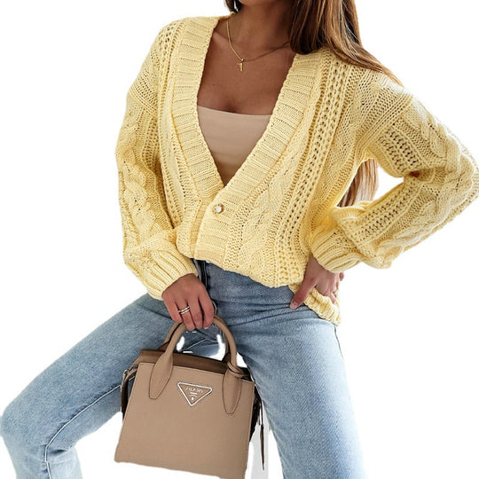 Damen Strickjacke mit grobem Zopfmuster und oversized Passform R&B