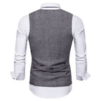 Herren elegante Weste im klassischen Herringbone-Design mit praktischen Taschen R&B