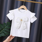 Mädchen T-Shirt mit dekorativem Rüschendesign und kunstvollem Schleifenmotiv R&B