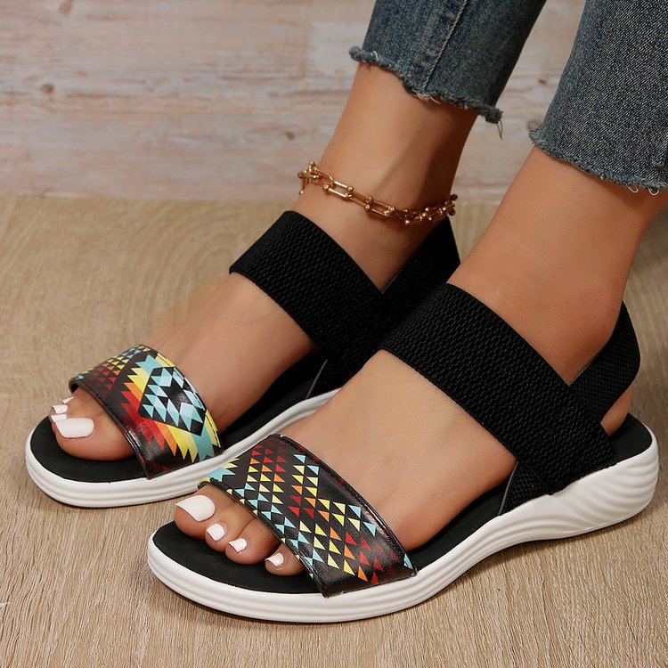 Damen Freizeitsandalen mit elastischen Riemen und rutschfester Sohle R&B