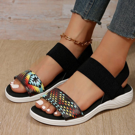 Damen Freizeitsandalen mit elastischen Riemen und rutschfester Sohle R&B