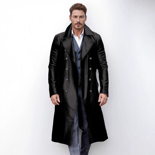 Herren eleganter und glänzender Trenchcoat R&B