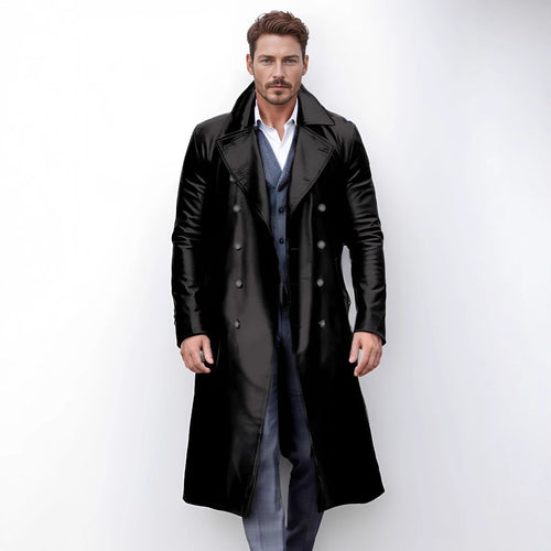 Herren eleganter und glänzender Trenchcoat R&B
