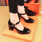 Damen Elegante Pumps mit verstellbarem Riemchen und breitem Blockabsatz R&B