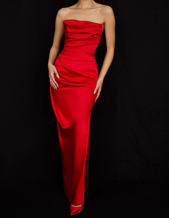 Damen nan trägerloses Abendkleid mit Drapiertem Bustier und schlanker Säulensilhouette R&B