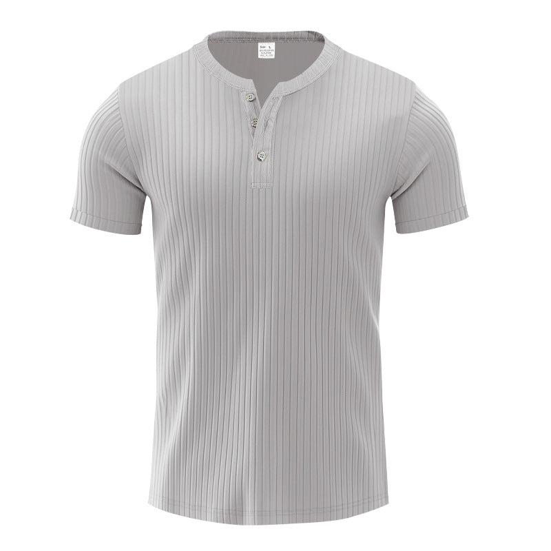 Herren Kurzarm-Henley-T-Shirt mit strukturiertem Design R&B