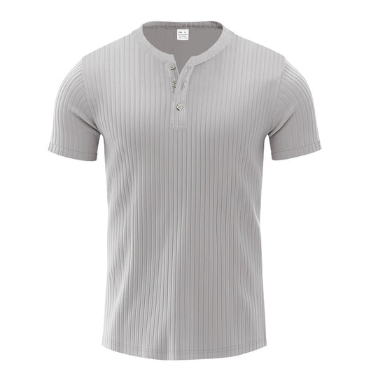 Herren Kurzarm-Henley-T-Shirt mit strukturiertem Design R&B
