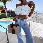 Damen Top mit großen floralen Applikationen R&B