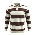 Herren nan gestreiftes Rugby-Poloshirt aus Baumwollmischung mit kurzer Knopfleiste und Rippbündchen R&B
